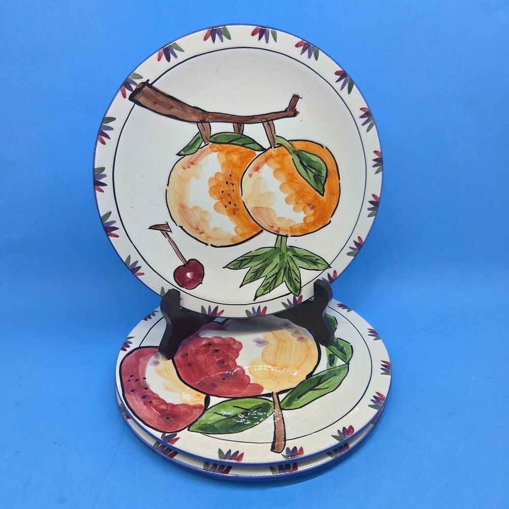Lotus International Tika Grape Apple And Orange 8" Decorative Plates Set Of 3